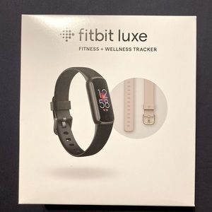 Fitbit luxe graphite stainless steel tracker & black band + charging cable